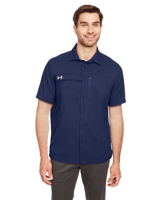 Custom Coach Woven Shirt – Stain-Resistant, UPF Protected & Stretchable SOYT Printing Company Small Md Navy/ Wht