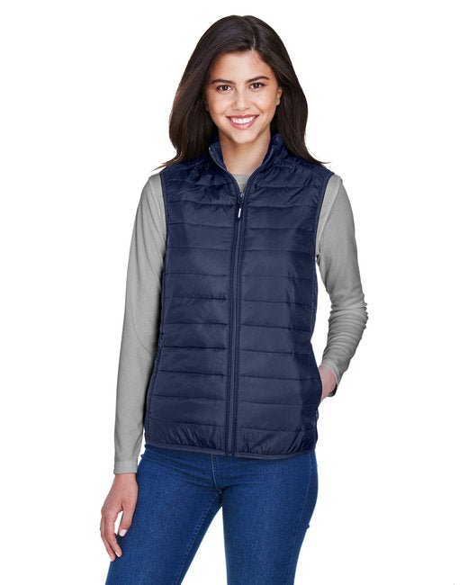 CORE365 Ladies' Prevail Packable Puffer Vest – Lightweight, Water-Resistant, and Travel-Friendly Core365 X-Small Classic Navy