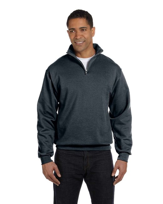 Custom Quarter-Zip Cadet Collar Sweatshirt – Smooth & Sustainable Sweater Gildan Small Black Heather