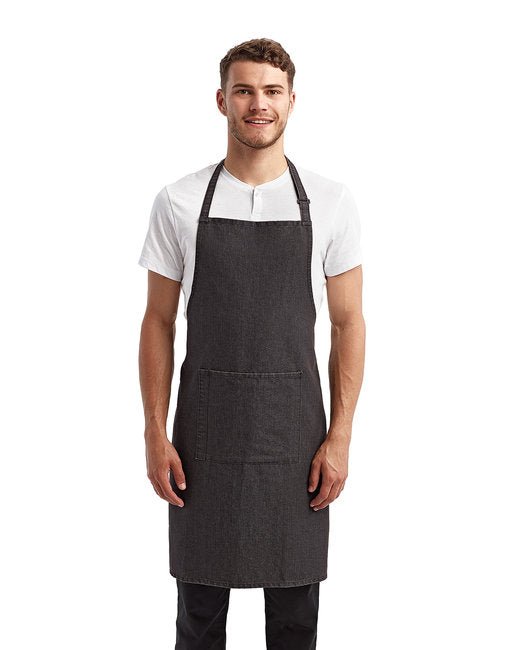 Custom Recycled Bib Apron with Pocket – Adjustable & Durable SOYT Printing Company Black Denim