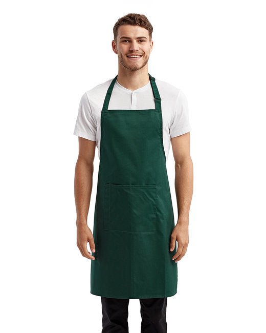 Custom Recycled Bib Apron with Pocket – Adjustable & Durable SOYT Printing Company Bottle Green
