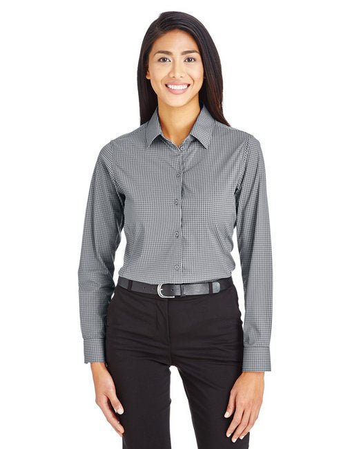 Custom Ladies' Tonal Mini Check Shirt – Luxurious & Performance-Driven SOYT Printing Company X-Small Graphite