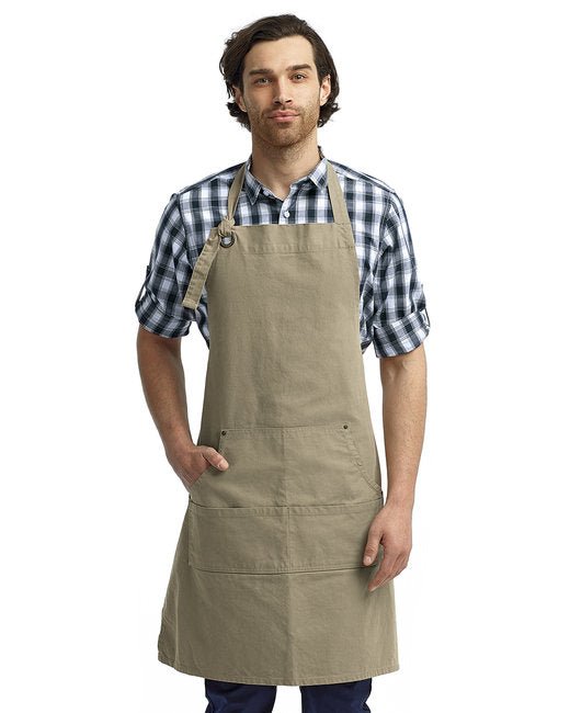 Custom Heavy Cotton Canvas Pocket Apron – Adjustable & 4-Compartment Design SOYT Printing Company Khaki