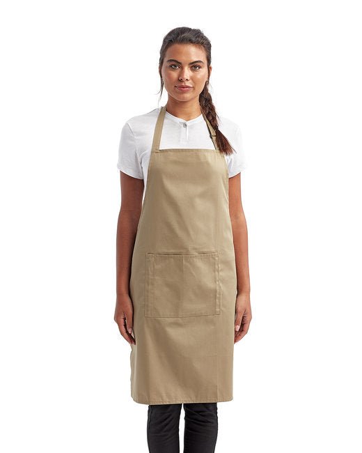 Custom Recycled Bib Apron with Pocket – Adjustable & Durable SOYT Printing Company Khaki