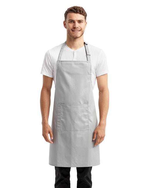 Custom Recycled Bib Apron with Pocket – Adjustable & Durable SOYT Printing Company Silver