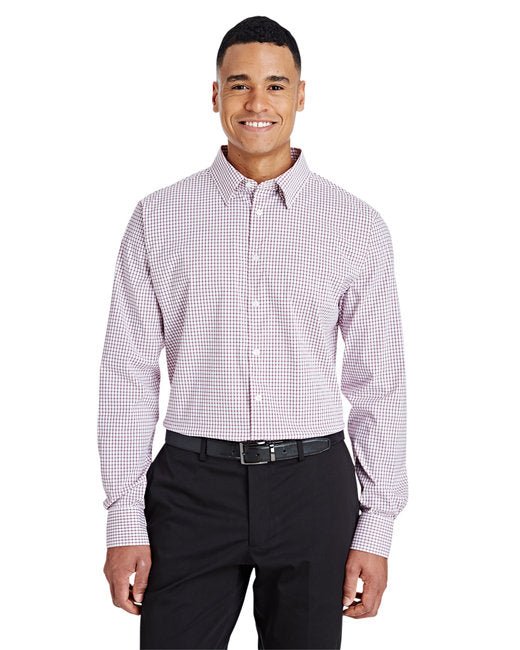 Custom Micro Windowpane Woven Shirt – Comfortable & Performance-Driven SOYT Printing Company Small Burgundy/ White