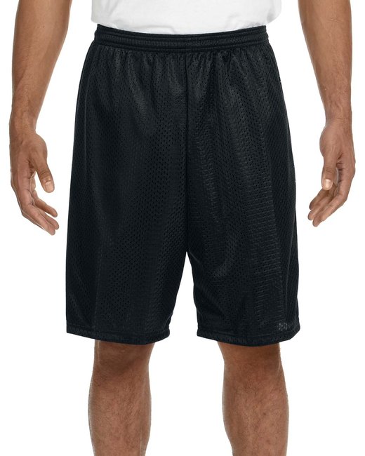 Custom Tricot Mesh Shorts – 9-Inch Inseam & Moisture-Wicking Design Shorts A4 Small Black