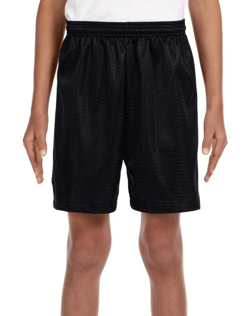 Custom Youth Mesh Shorts – 6-Inch Inseam & Moisture-Wicking SOYT Printing Company X-Small Black