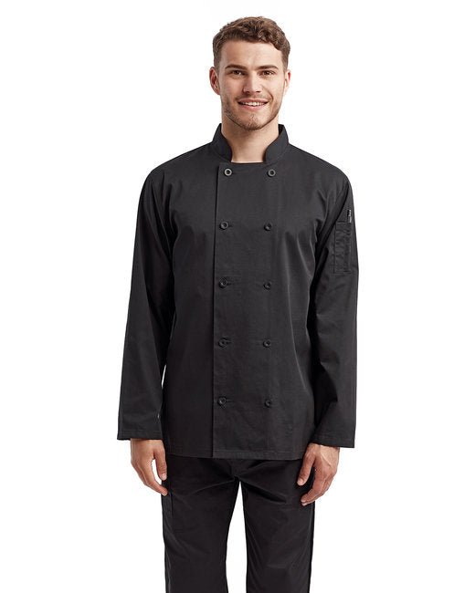 Custom Recycled Chef's Coat – Long-Sleeve with Mandarin Collar SOYT Printing Company X-Small Black