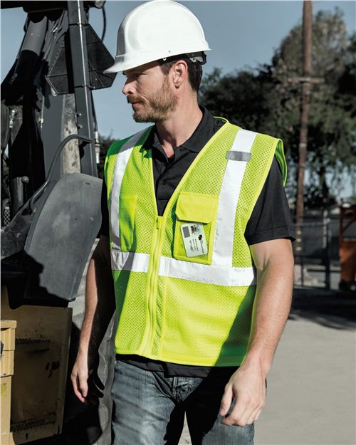 Clear ID Vest with Zipper Closure - Kishigo | High-Visibility and Functional Design Kishigo S/M Lime