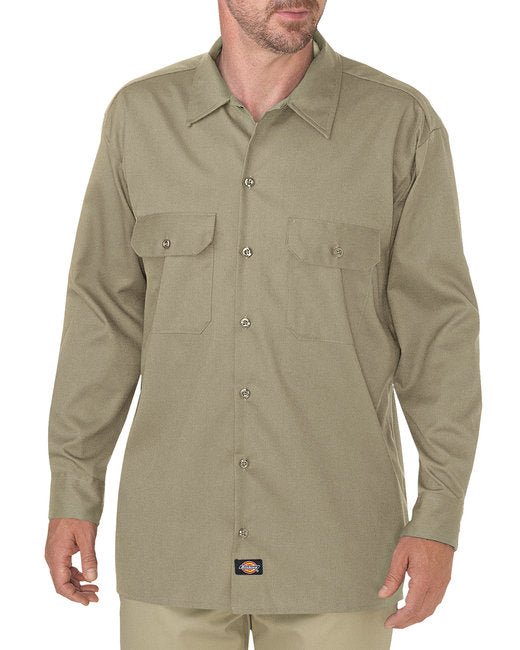 Dickies Men's FLEX Relaxed Fit Long-Sleeve Twill Work Shirt – Comfortable & Durable Dickies Medium Dessert Sand