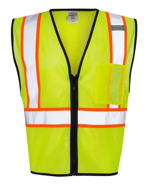 Economy Contrasting Vest with Zippered Front - Kishigo | Lightweight and ANSI Compliant Kishigo S/M Lime
