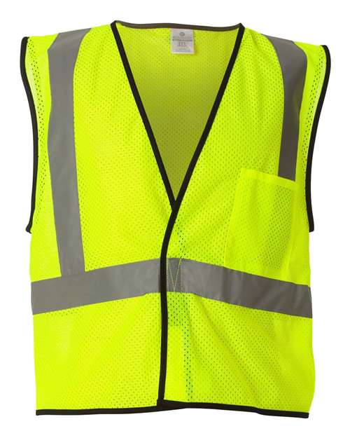 Economy Single Pocket Hook-And-Loop Mesh Vest - Kishigo 1193-1194 | ANSI Class 2 Safety Vest Kishigo S/M Lime