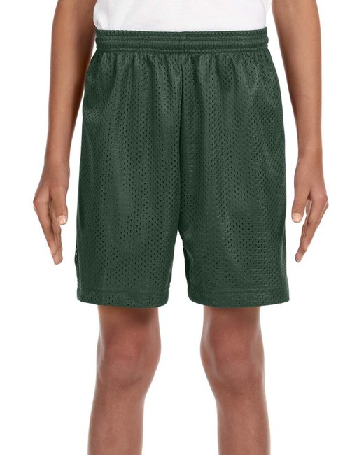 Custom Youth Mesh Shorts – 6-Inch Inseam & Moisture-Wicking SOYT Printing Company X-Small Forest Green