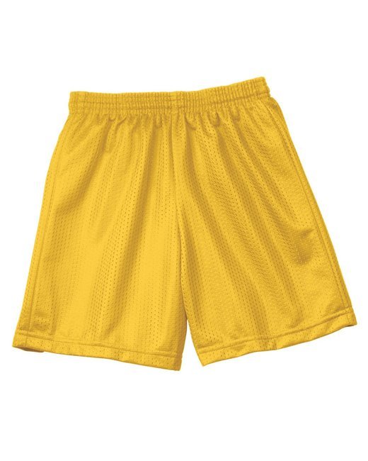 Custom Youth Mesh Shorts – 6-Inch Inseam & Moisture-Wicking SOYT Printing Company X-Small Gold