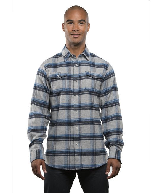 Custom Plaid Flannel Shirt – Modern Fit, Durable & Comfortable SOYT Printing Company Small Grey/ Blue