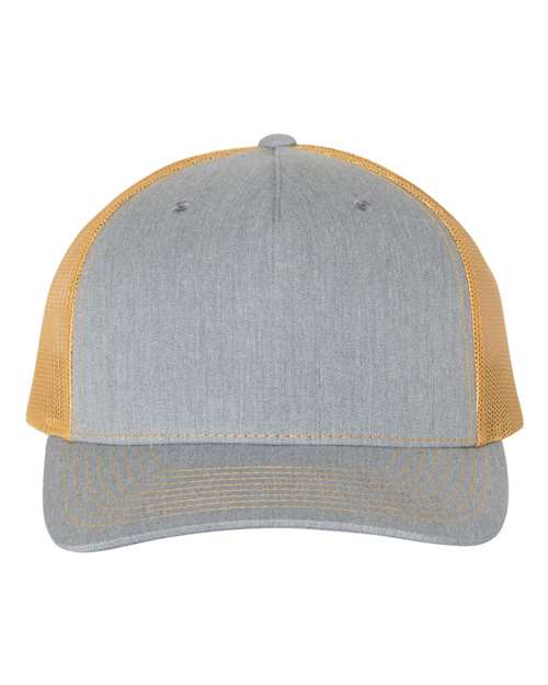 Five-Panel Trucker Cap - Richardson | Stylish, Breathable, and Adjustable Richardson One Size Heather Grey/ Amber