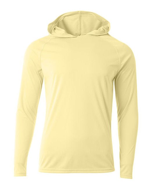 Custom Performance Hooded T-Shirt – Cooling, Durable & UV Protected Long Sleeve A4 Small Light Yellow
