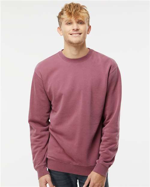 Midweight Pigment-Dyed Crewneck Sweatshirt - Independent Trading Co. | Durable, Classic, and Customizable Independent Trading Co Small Maroon