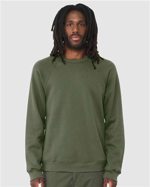Sponge Fleece Raglan Crewneck Sweatshirt - BELLA + CANVAS | Soft, Stylish, and Unisex Bella Canvas Small Military Green