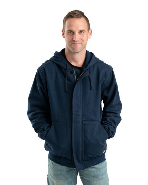 Berne Men's Flame Resistant Full-Zip Hooded Sweatshirt – Safe, Durable, and Comfortable Berne Small Navy Blue