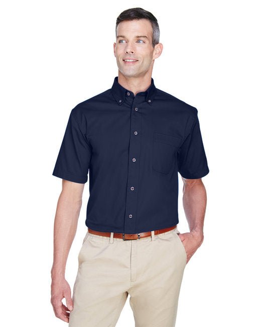 Custom Short-Sleeve Twill Shirt – Stain-Release & Wrinkle-Resistant SOYT Printing Company Small Navy Blue