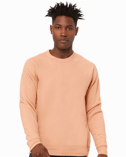 Sponge Fleece Raglan Crewneck Sweatshirt - BELLA + CANVAS | Soft, Stylish, and Unisex Bella Canvas Small Peach