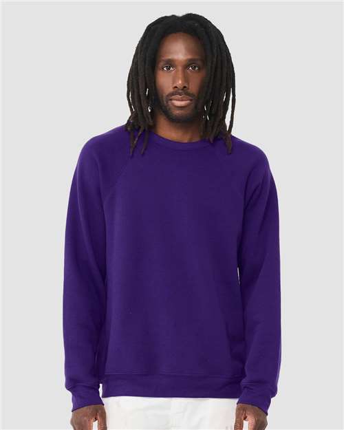 Sponge Fleece Raglan Crewneck Sweatshirt - BELLA + CANVAS | Soft, Stylish, and Unisex Bella Canvas Small Purple