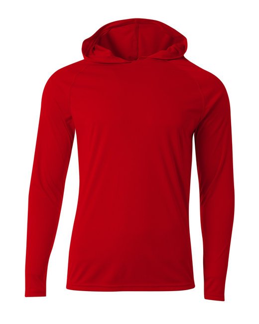 Custom Performance Hooded T-Shirt – Cooling, Durable & UV Protected Long Sleeve A4 Small Scarlet