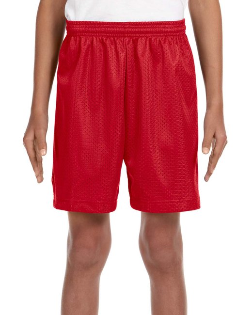 Custom Youth Mesh Shorts – 6-Inch Inseam & Moisture-Wicking SOYT Printing Company X-Small Scarlet Red