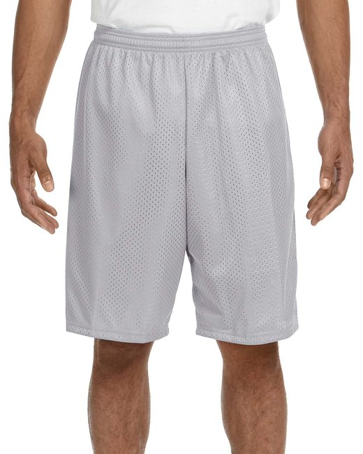 Custom Tricot Mesh Shorts – 9-Inch Inseam & Moisture-Wicking Design Shorts A4 Small Silver