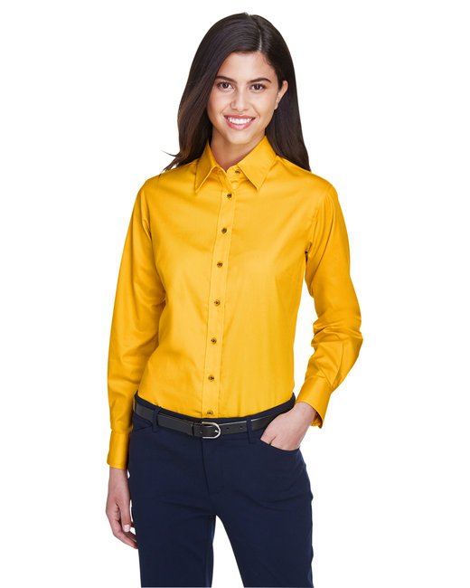 Custom Ladies' Long-Sleeve Twill Shirt – Stain-Release & Professional Fit SOYT Printing Company X-Small Sunray Yellow