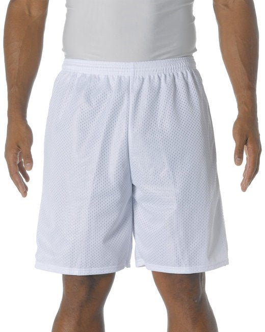 Custom Tricot Mesh Shorts – 9-Inch Inseam & Moisture-Wicking Design Shorts A4 Small White