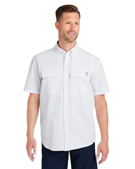 HUK Men's Creekbed Short Sleeve Shirt – Lightweight, Ventilated, and Protective Huk Small White