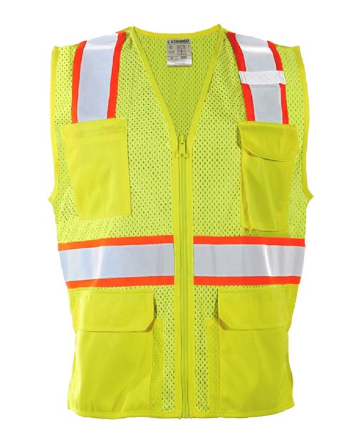 Women's Standard Vest - Kishigo 1586 | Tailored Fit and High-Visibility Kishigo Small Lime/ Orange