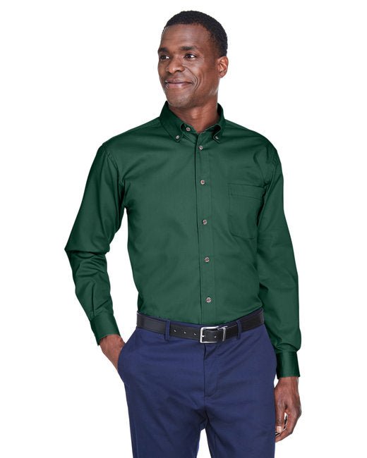 Custom Long-Sleeve Twill Shirt – Stain-Release, Wrinkle-Resistant & Durable SOYT Printing Company Small Hunter Green