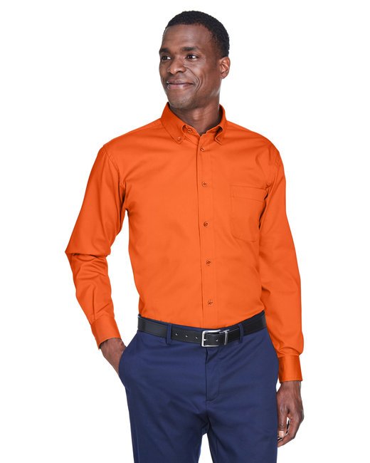 Custom Long-Sleeve Twill Shirt – Stain-Release, Wrinkle-Resistant & Durable SOYT Printing Company Small Team Orange