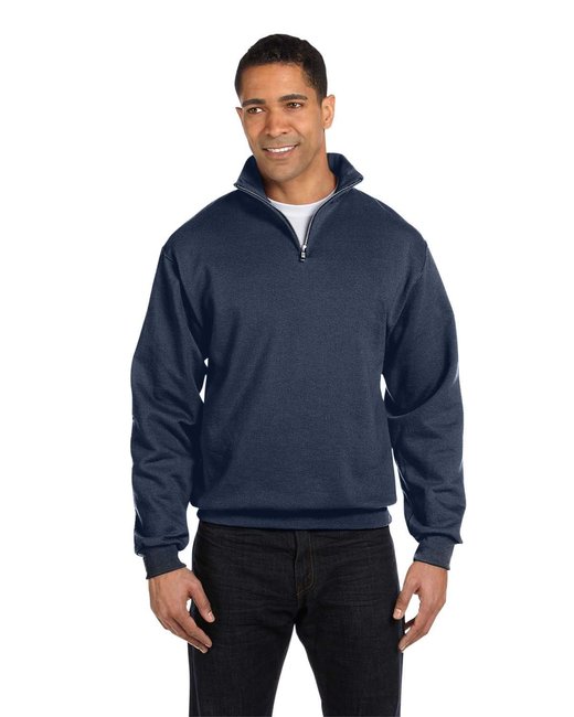 Custom Quarter-Zip Cadet Collar Sweatshirt – Smooth & Sustainable Sweater Gildan Small Htr Navy