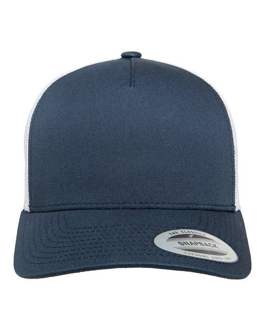 Customizable Mid-Profile Retro Trucker Cap – Durable Style with Online Design Show Off Your Threads Printing Company One Size Navy/ White